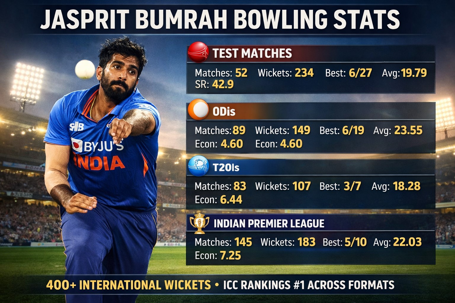 Jasprit Bumrah bowling stats