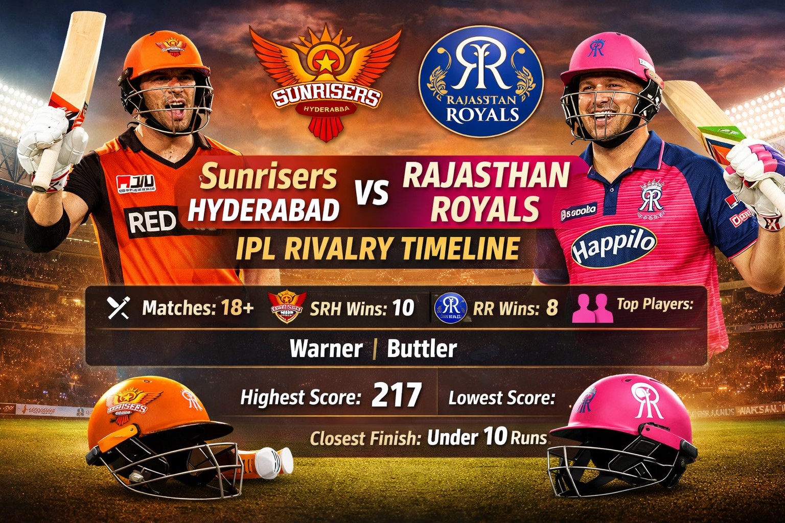 sunrisers hyderabad vs rajasthan royals timeline