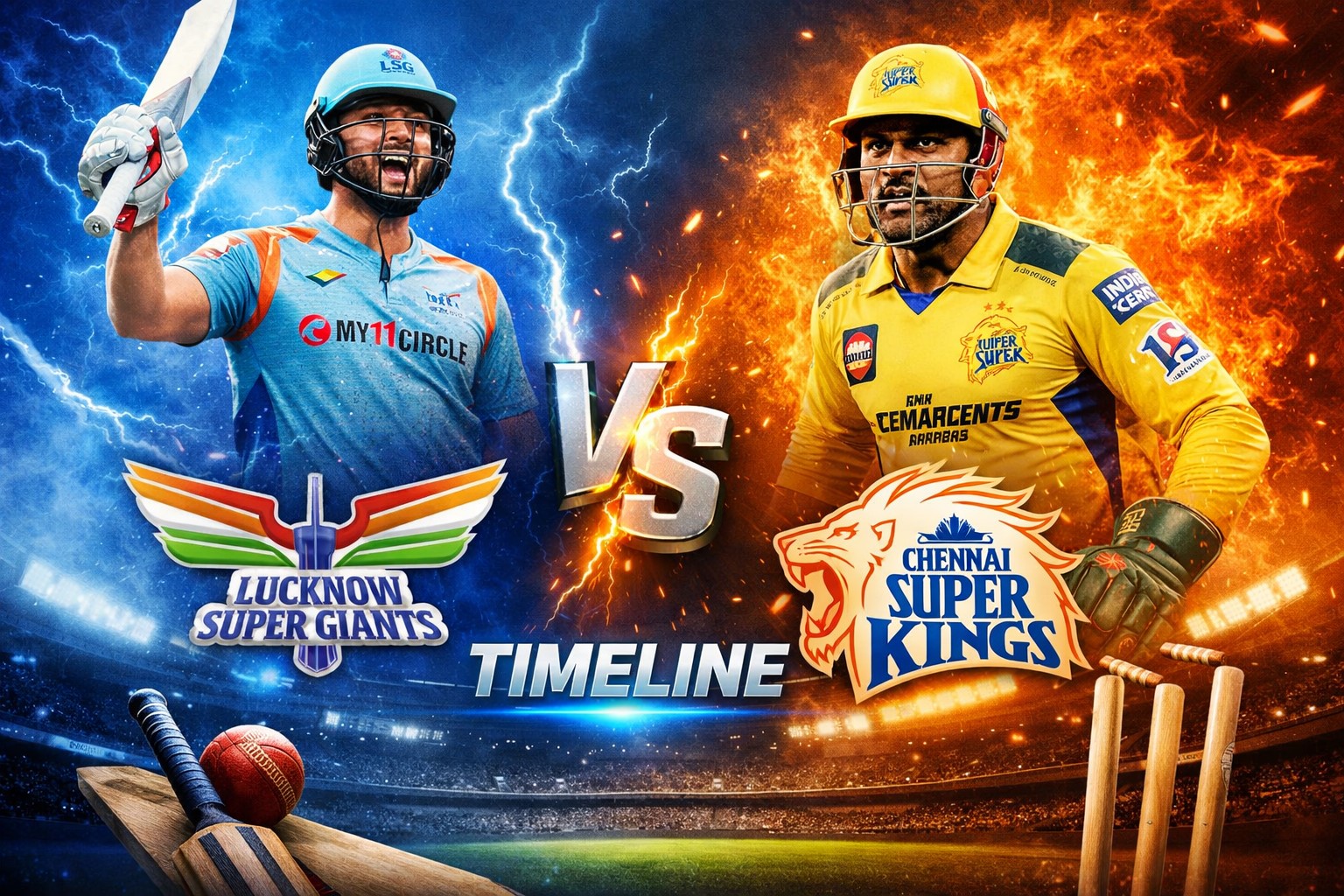 lucknow super giants vs chennai super kings timeline