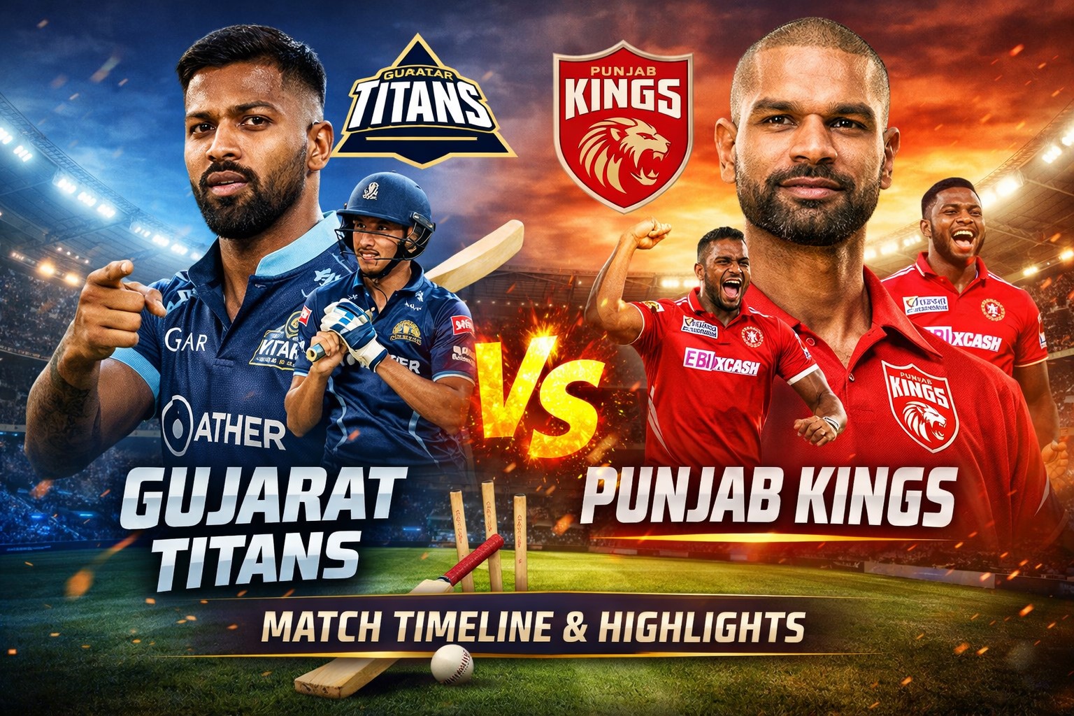 gujarat titans vs punjab kings timeline