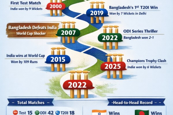 India National Cricket Team vs Bangladesh National Cricket Team Timeline