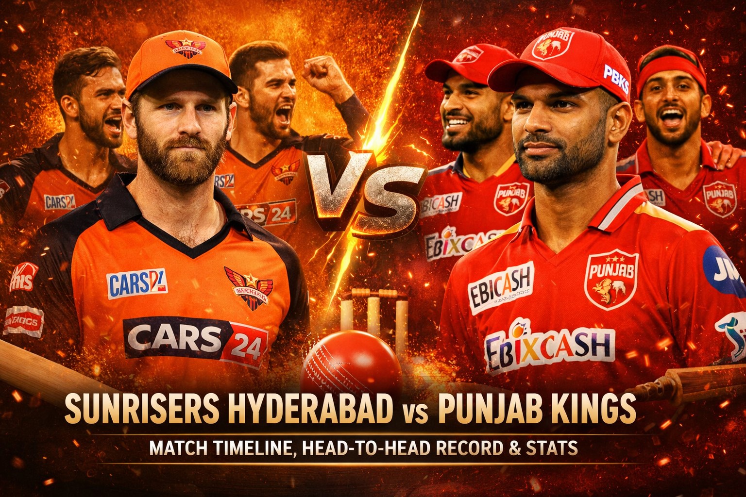 sunrisers hyderabad vs punjab kings timeline