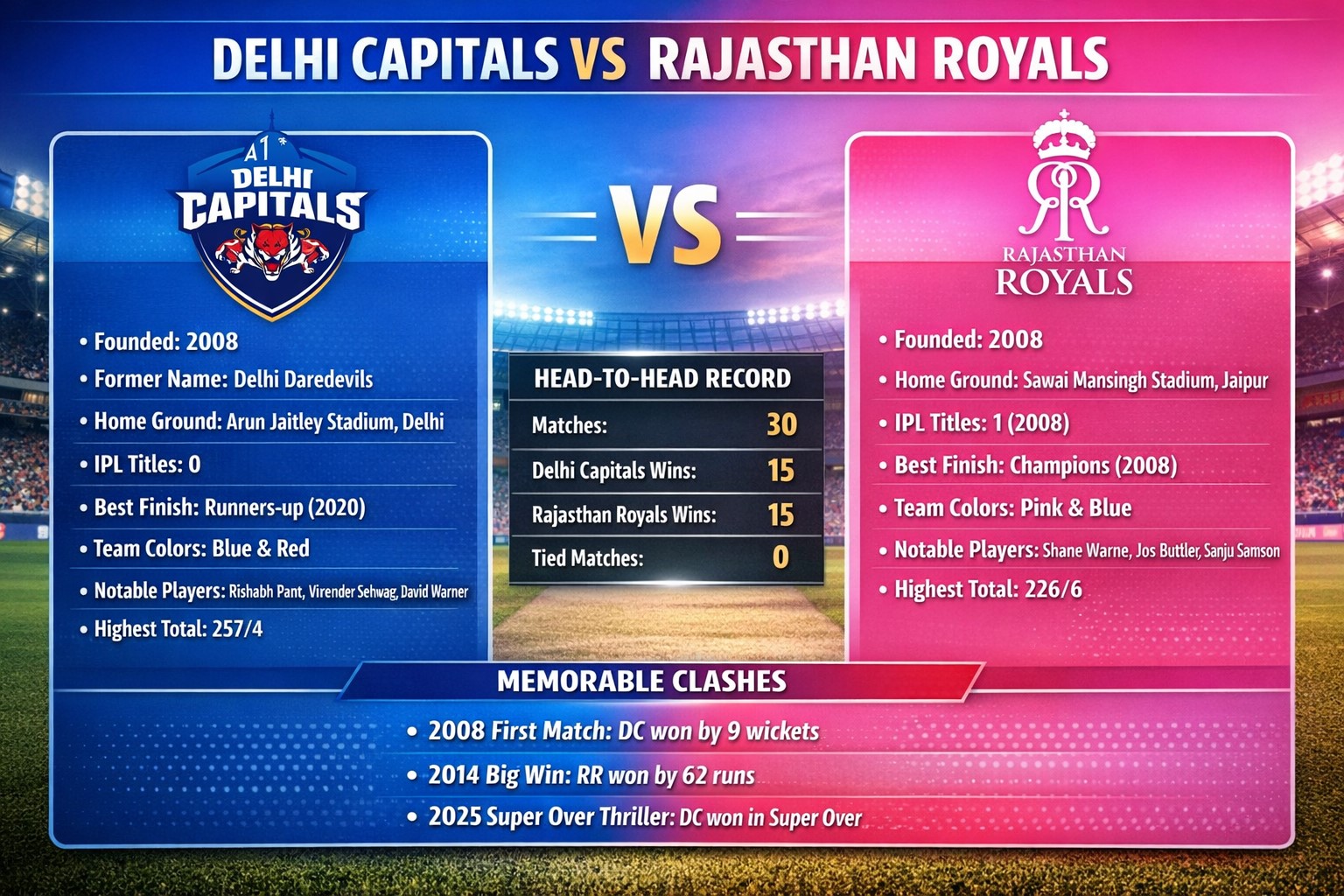 chennai super kings vs rajasthan royals timeline