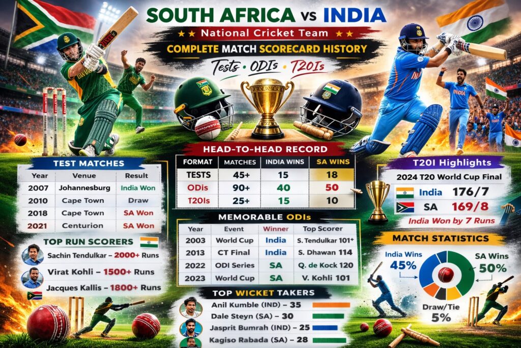 south africa national cricket team vs india national cricket team match scorecard
