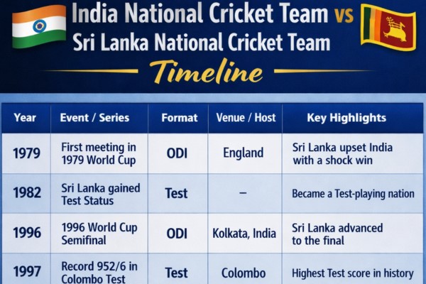 india national cricket team vs sri lanka national cricket team timeline